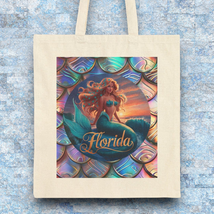 Cotton Canvas Tote Bag - Florida Mermaid
