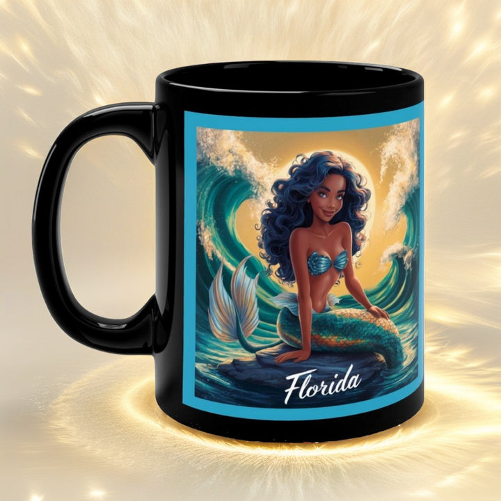 Black Coffee Mug, 11oz - Florida Mermaid