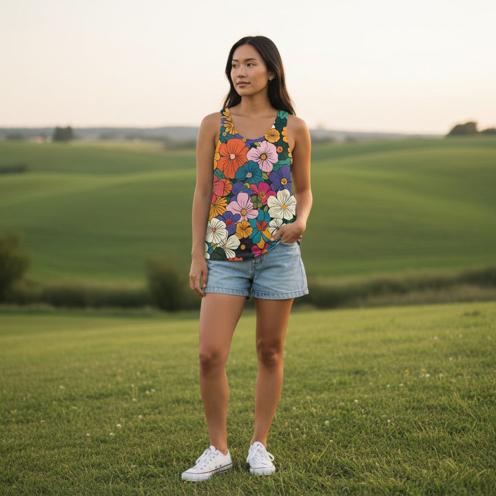 Vibrant Floral Unisex Tank Top - Perfect for Summer Days and Festivals