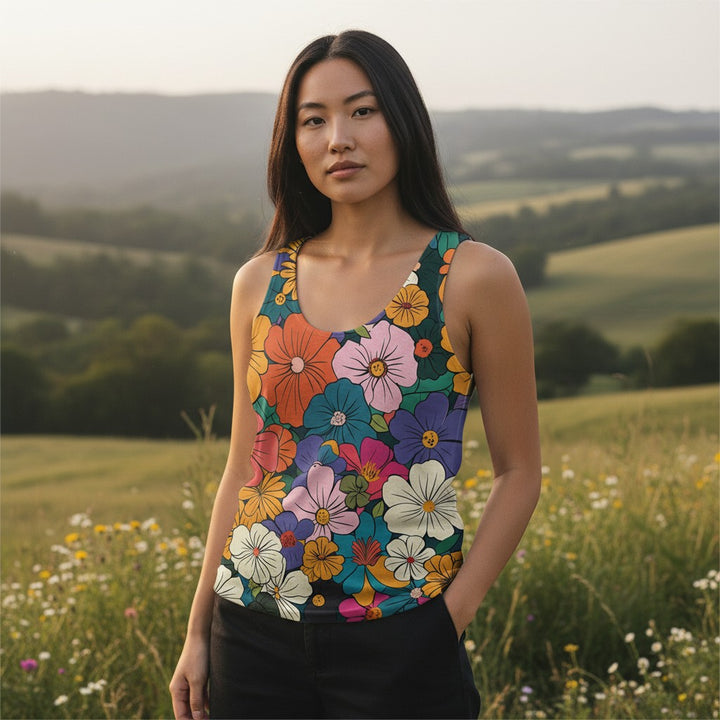 Vibrant Floral Unisex Tank Top - Perfect for Summer Days and Festivals