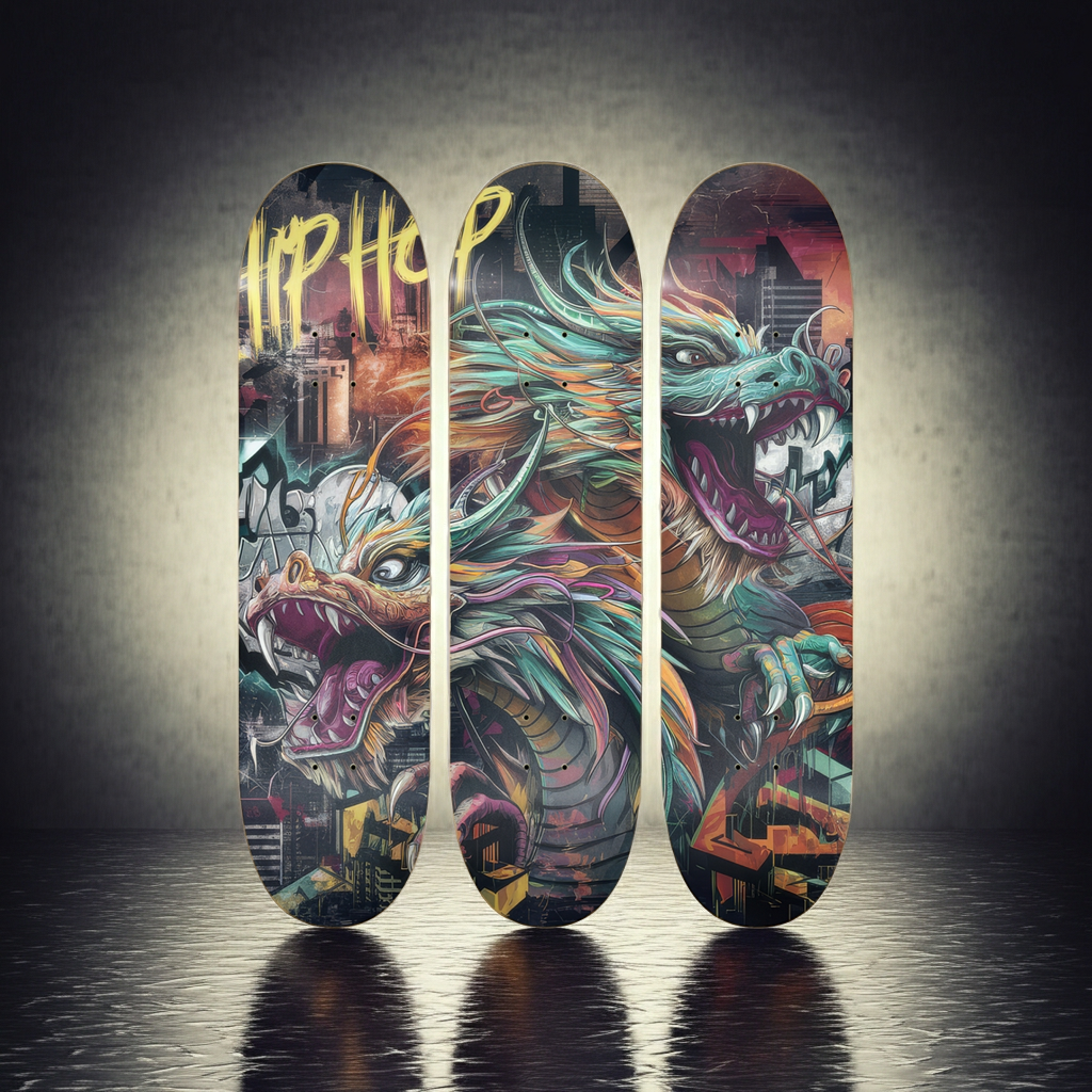 3 Skateboard Series Art - Hip Hop Dragon