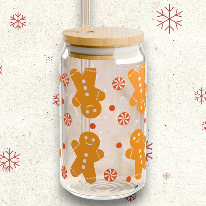 Sipper Glass, 16oz - Ginger Bread Man