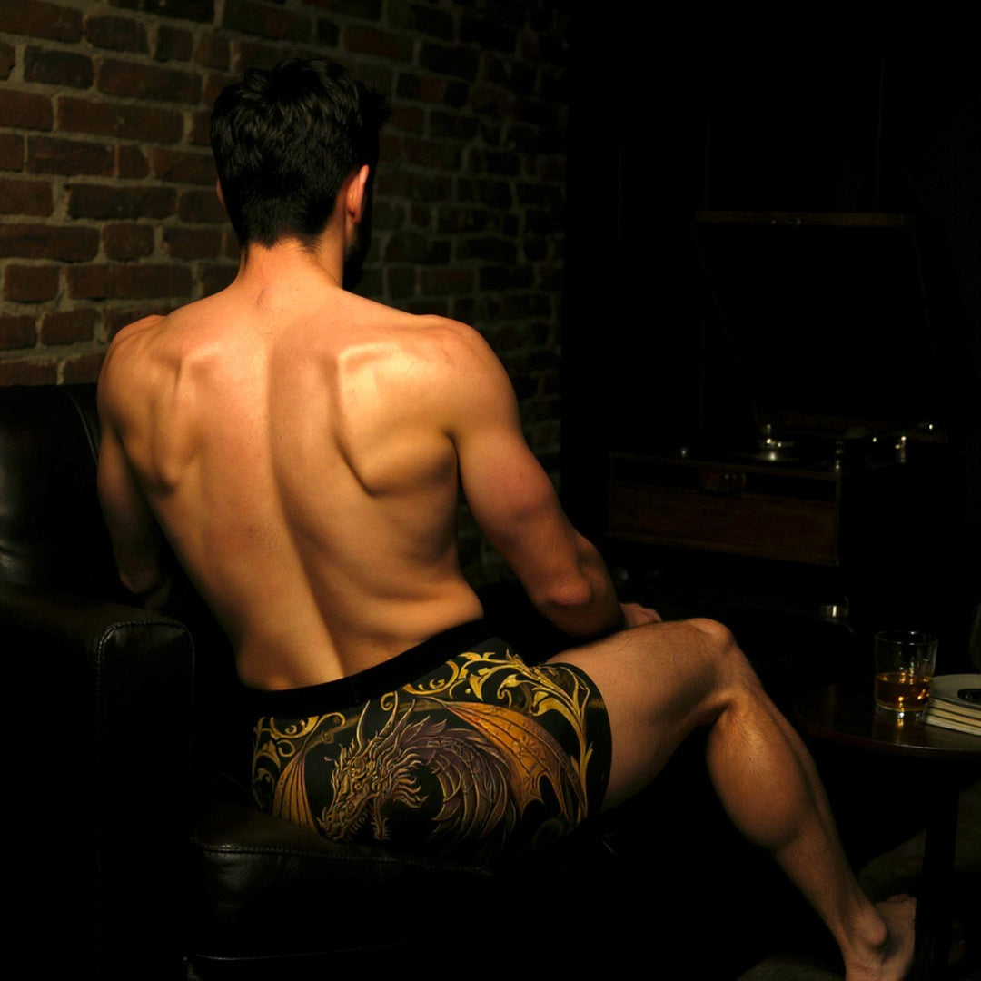 Boxer Briefs Golden Dragon Print