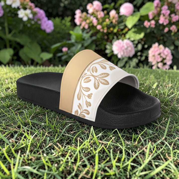 Women's Slide Sandals — Elegant Gold Filigree Floral Slides