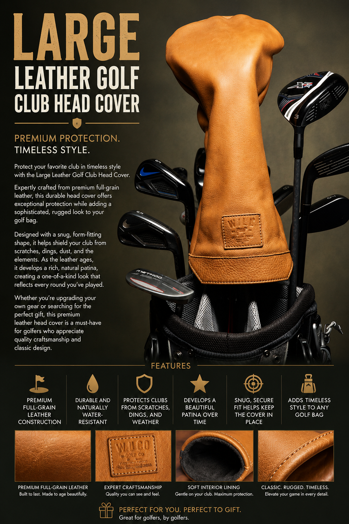 Large Leather Golf Club Head Cover – Premium Full-Grain Protection  Product