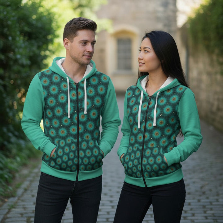 Unisex Zip Hoodie -Green Gardens