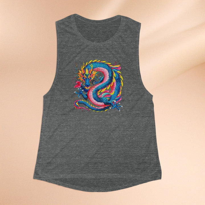 Women's Flowy Scoop Muscle Tank - Groovy Dragon