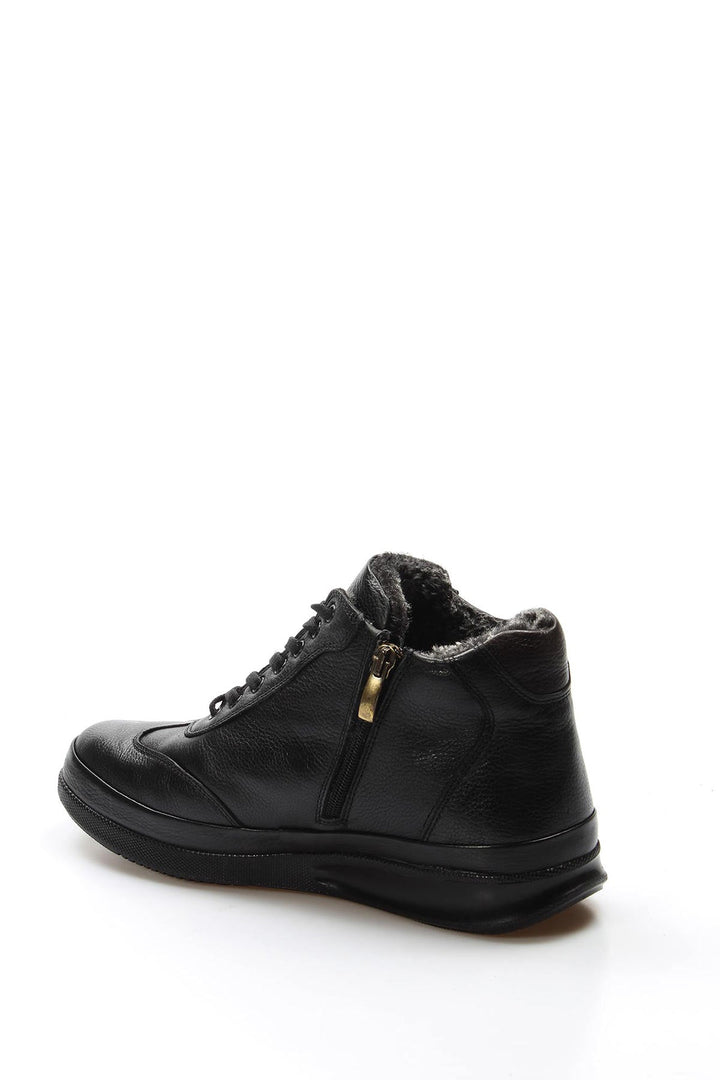 Men’s Black Leather High-Top Sneakers with Vegan Fur Lining