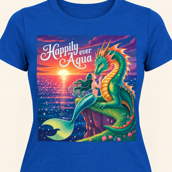 Happily Ever Aqua Design, Women's Fashion Shirt, Boho Style, Fantasy Gift for Her, Unique Graphic Tee