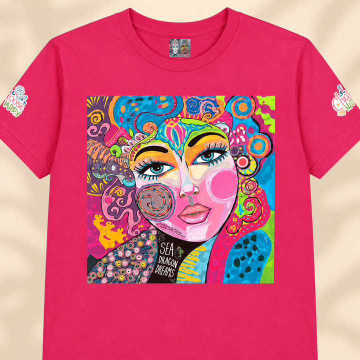 Happy Life Graphic T-Shirt – Colorful Wearable Art Tee