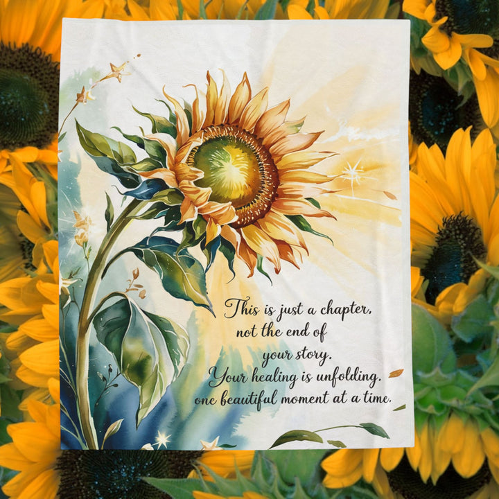 Sunflower Healing Velveteen Plush Blanket - Inspirational Cozy Decor