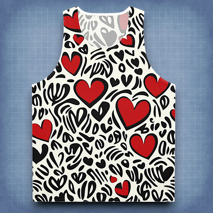 Heart Pattern Unisex Tank Top - Fun & Flirty Summer Style