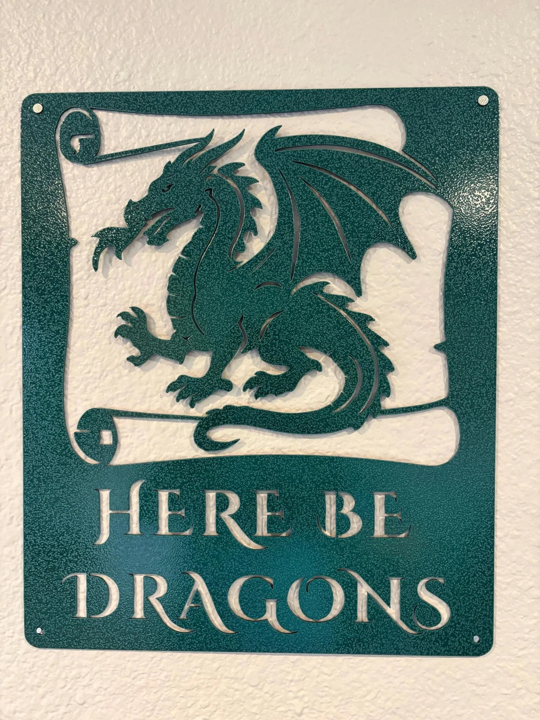 Here Be Dragons Metal Wall Sign | Fantasy Steel Wall Art