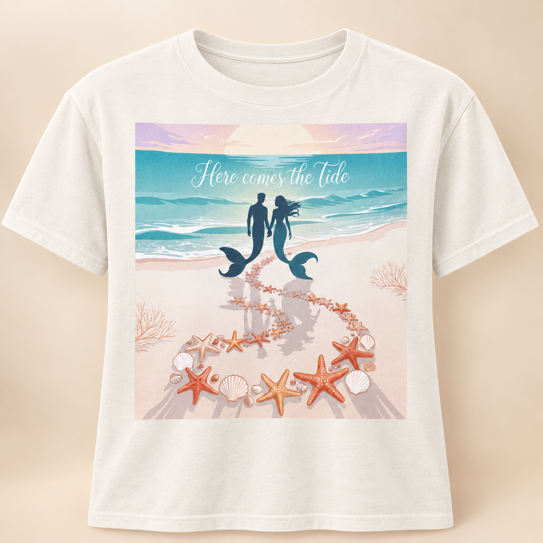 Here Comes The Tide Beach Vibes Tee, Summer Shirt, Cute Graphic Tee, Vacation Outfit, Coastal Life Apparel, Ocean Lover Gift