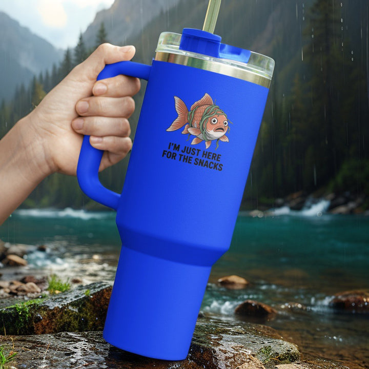 Funny Insulated Travel tumbler - 40oz, Snack Lover Gift, Fish Design Mug, Personalized Gifts for Him