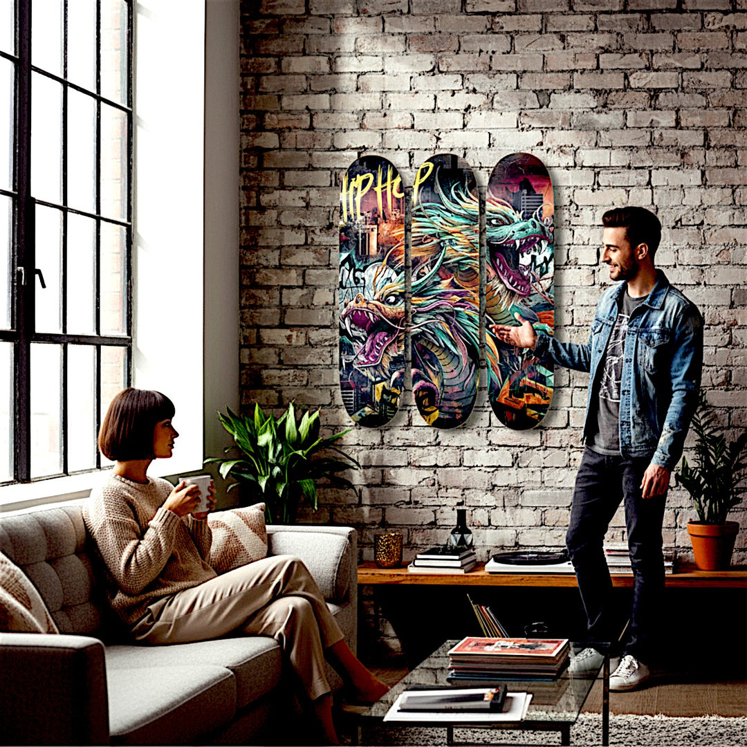 3 Skateboard Series Art - Hip Hop Dragon