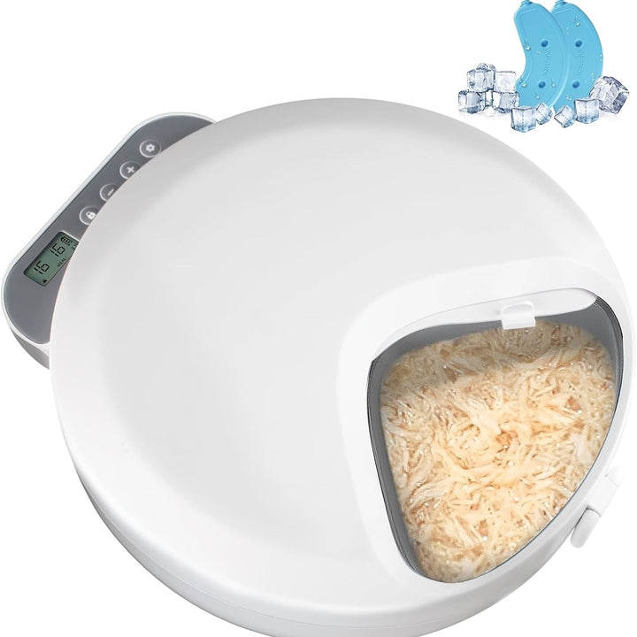 Automatic Wet Food Feeder with Ice Packs for Cats & Small Dogs