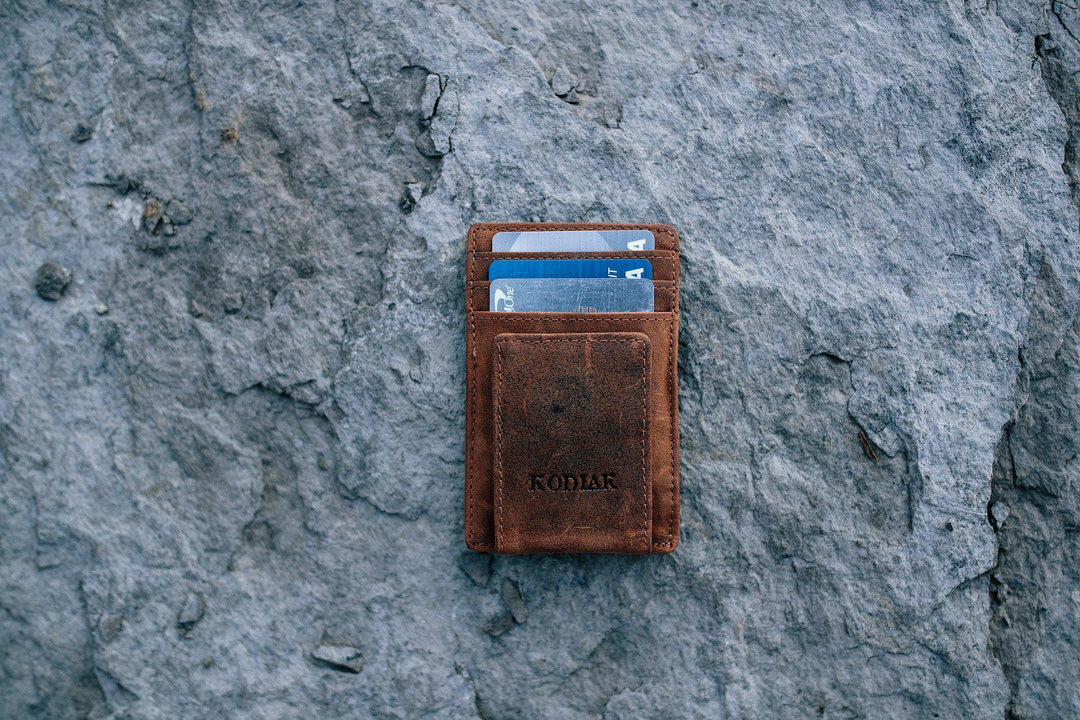 Leather Money Clip Wallet | Minimalist Magnetic Front Pocket Wallet