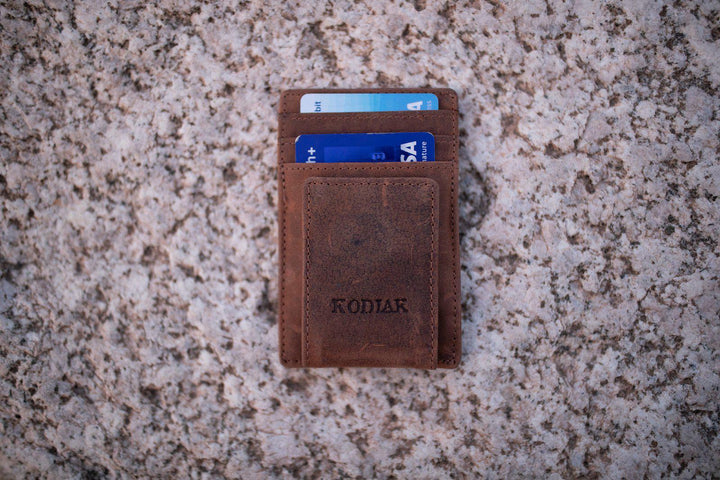 Leather Money Clip Wallet | Minimalist Magnetic Front Pocket Wallet