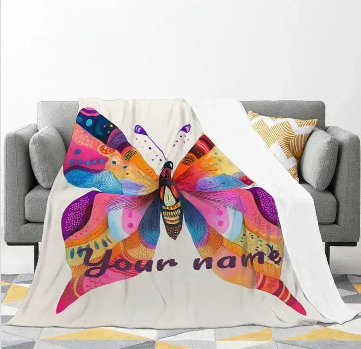 Personalized Butterfly Blanket – Colorful Custom Name Throw