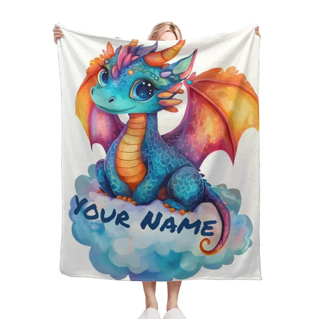 Personalized Dragon Flannel Fleece Blanket with Name