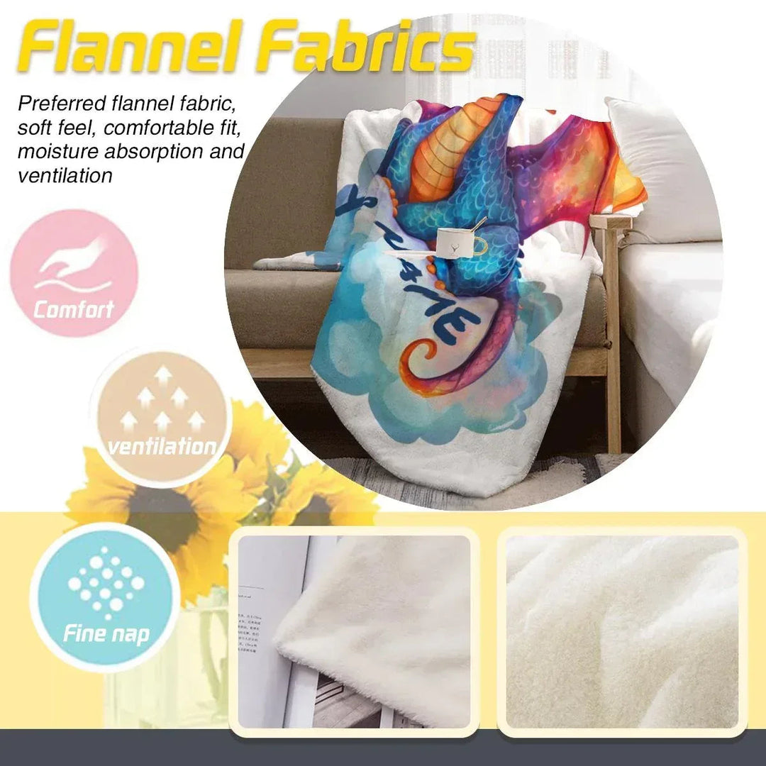 Personalized Dragon Flannel Fleece Blanket with Name
