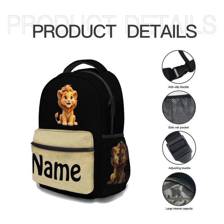Personalized Lion Kids School Set – Backpack, Lunch Tote & Pen Pouch