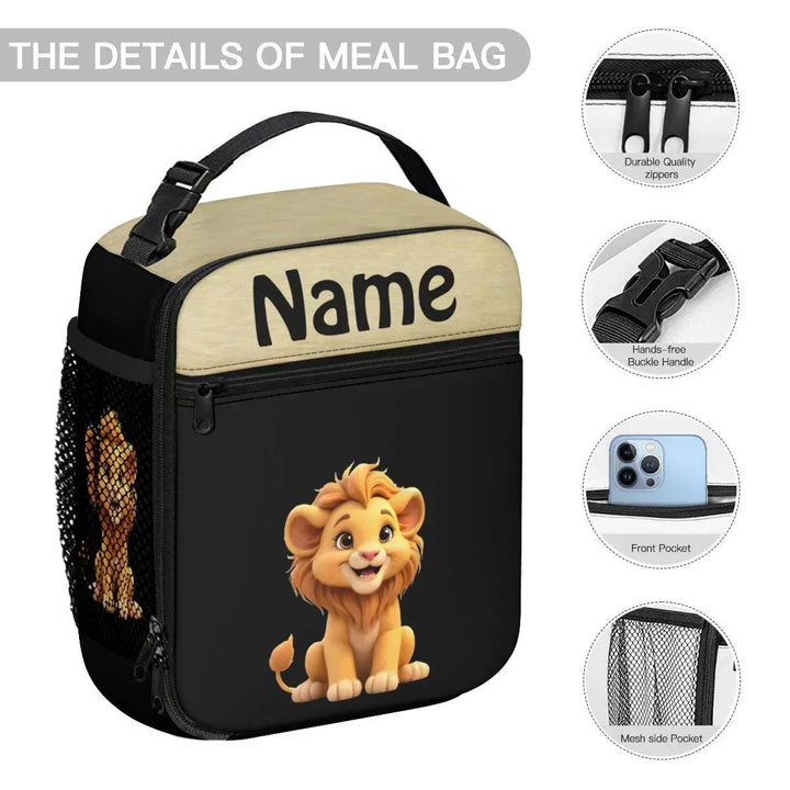 Personalized Lion Kids School Set – Backpack, Lunch Tote & Pen Pouch