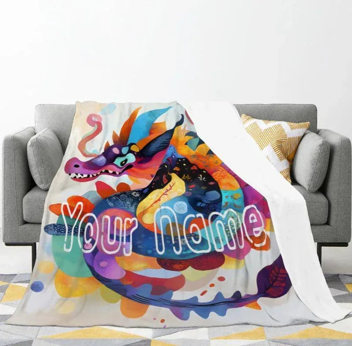 Personalized Dragon Fleece Blanket with Custom Name
