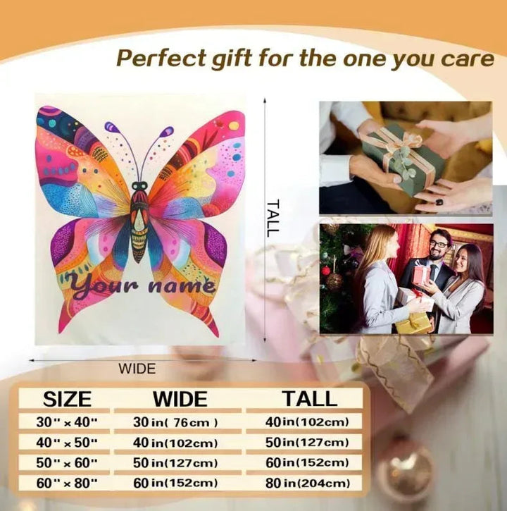 Personalized Butterfly Blanket – Colorful Custom Name Throw