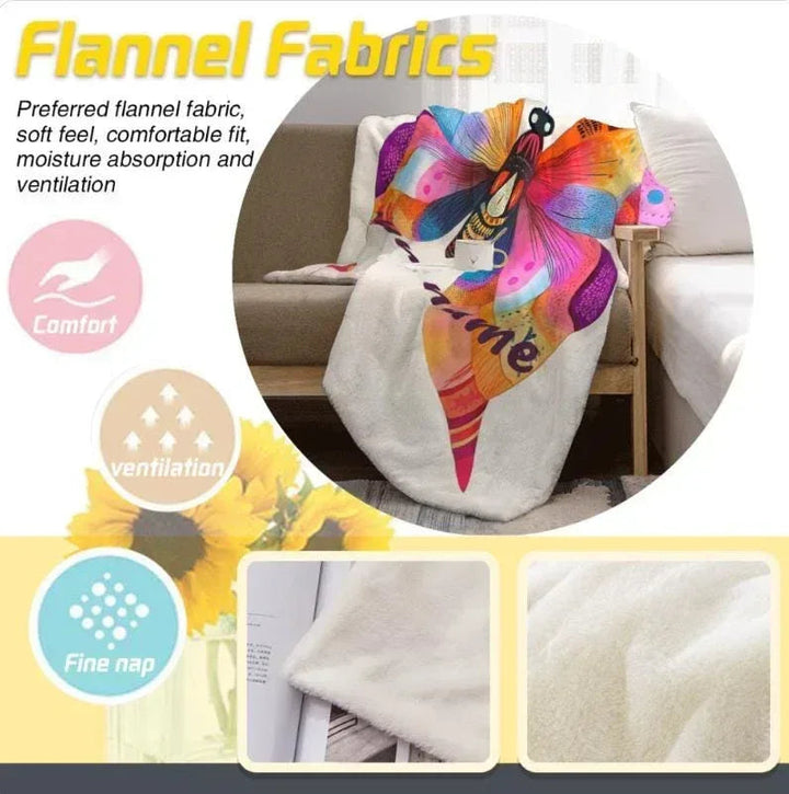 Personalized Butterfly Blanket – Colorful Custom Name Throw
