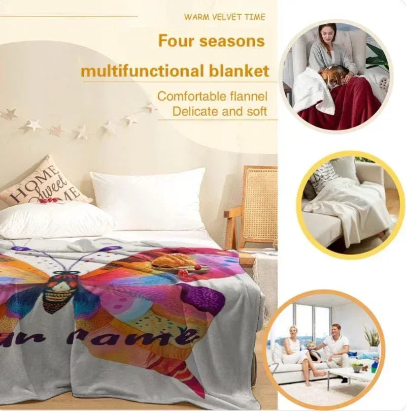 Personalized Butterfly Blanket – Colorful Custom Name Throw