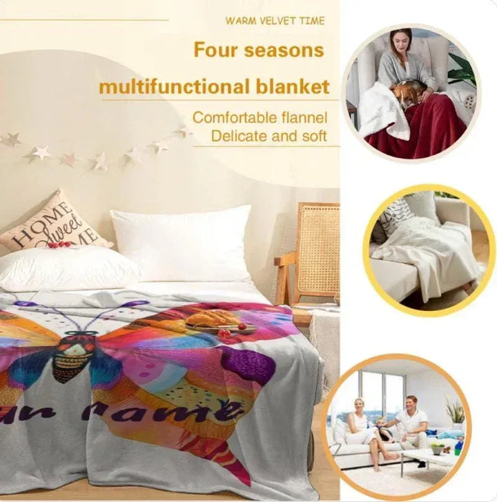 Personalized Butterfly Blanket – Colorful Custom Name Throw