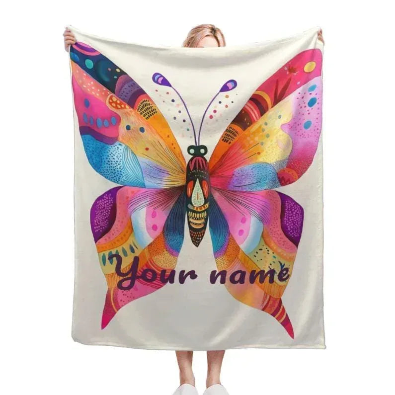 Personalized Butterfly Blanket – Colorful Custom Name Throw