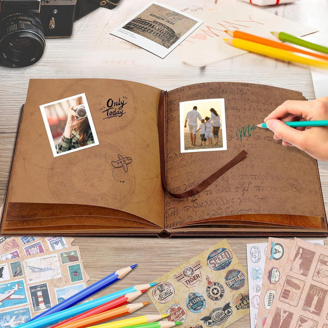 Zodiac Scrapbook Album: Retro Adventure Memory Book, Photo Memory Journal, Keepsake Diary