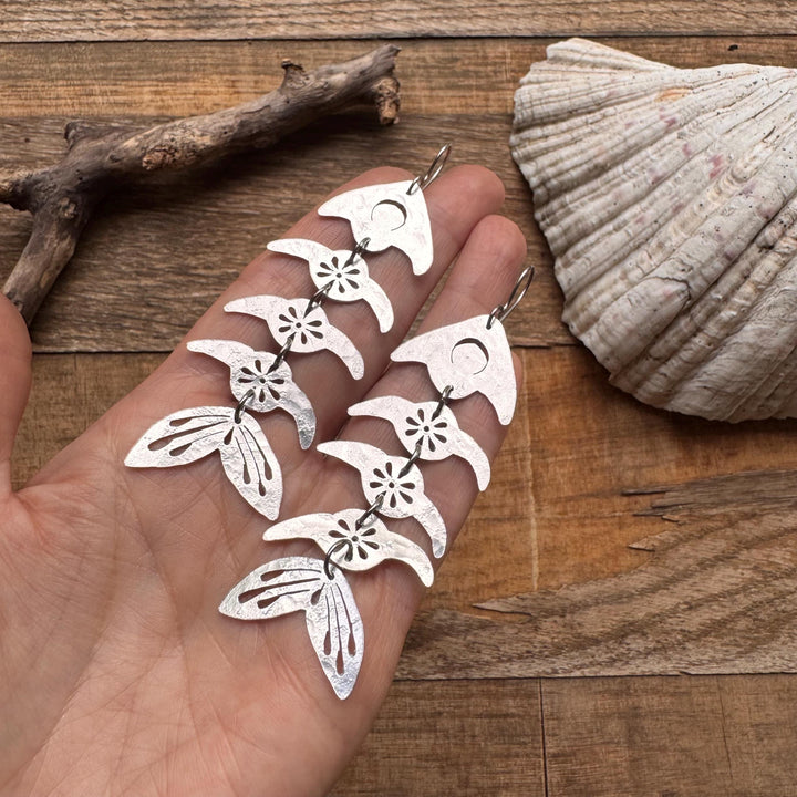 Handmade Fish Bone Earrings | Coastal Metal Statement Jewelry
