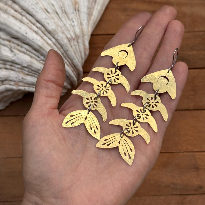 Handmade Fish Bone Earrings | Coastal Metal Statement Jewelry