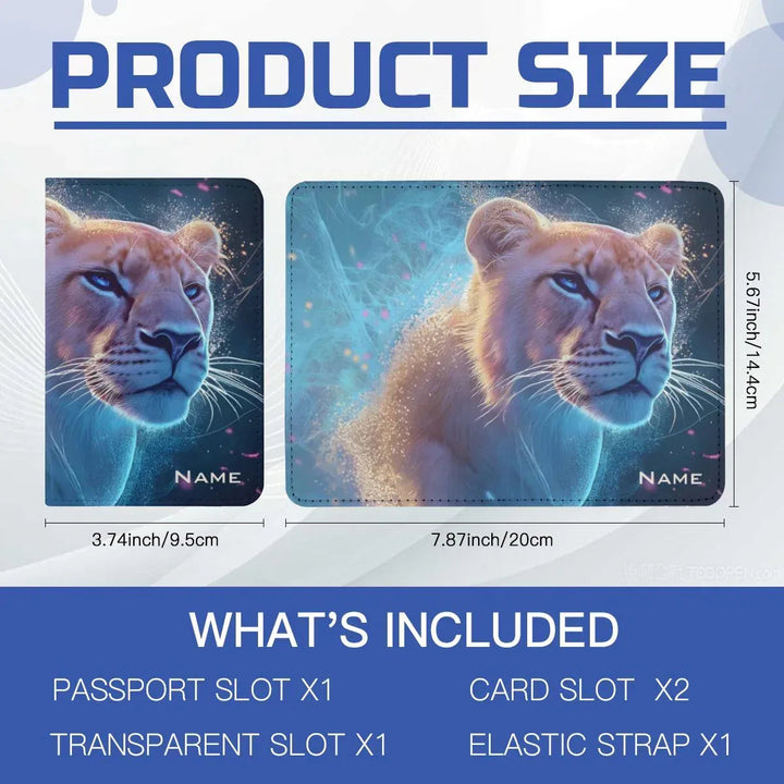 Personalized Galaxy Lion Passport Holder with Name