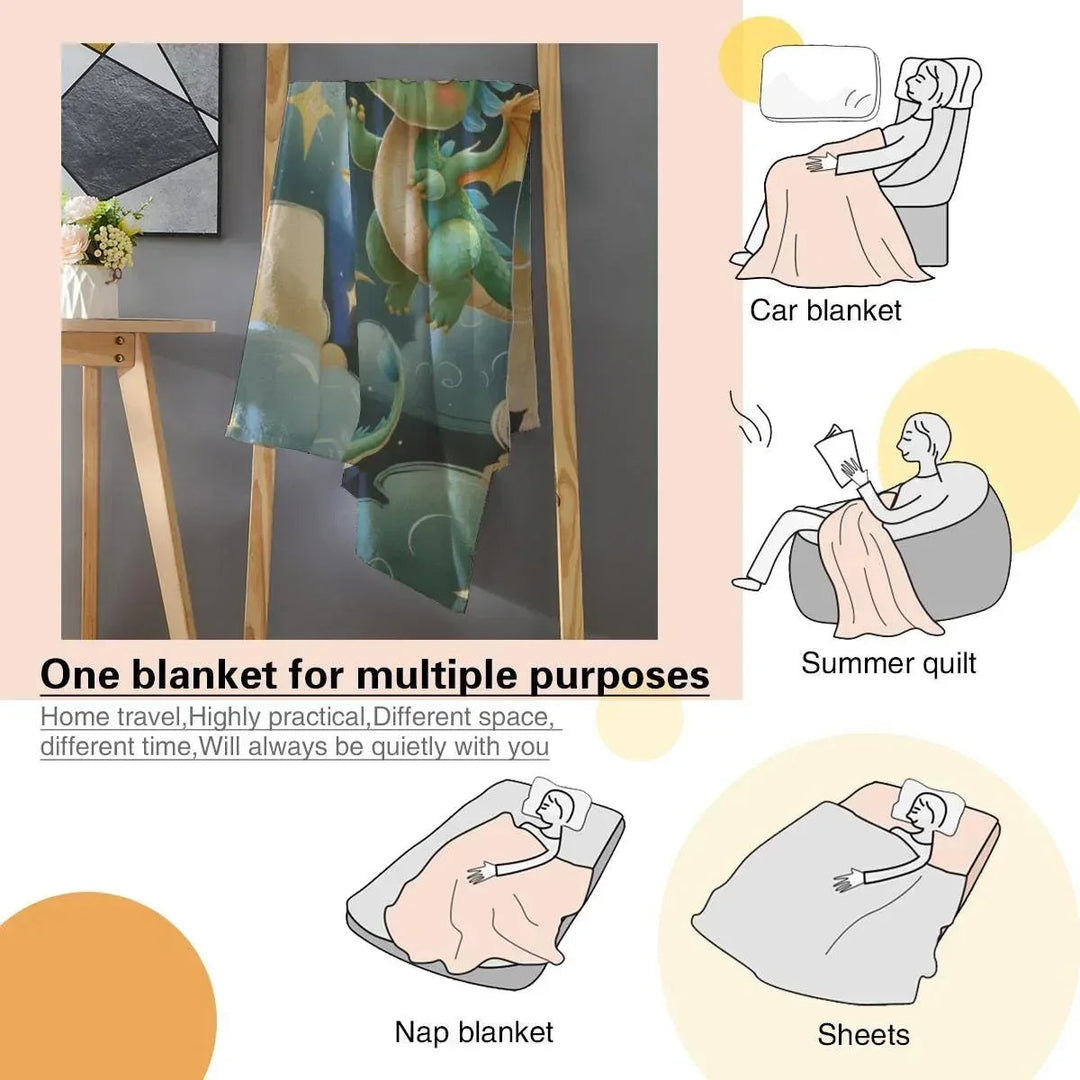 Personalized Green Dragon Blanket – Starry Night Fantasy Throw