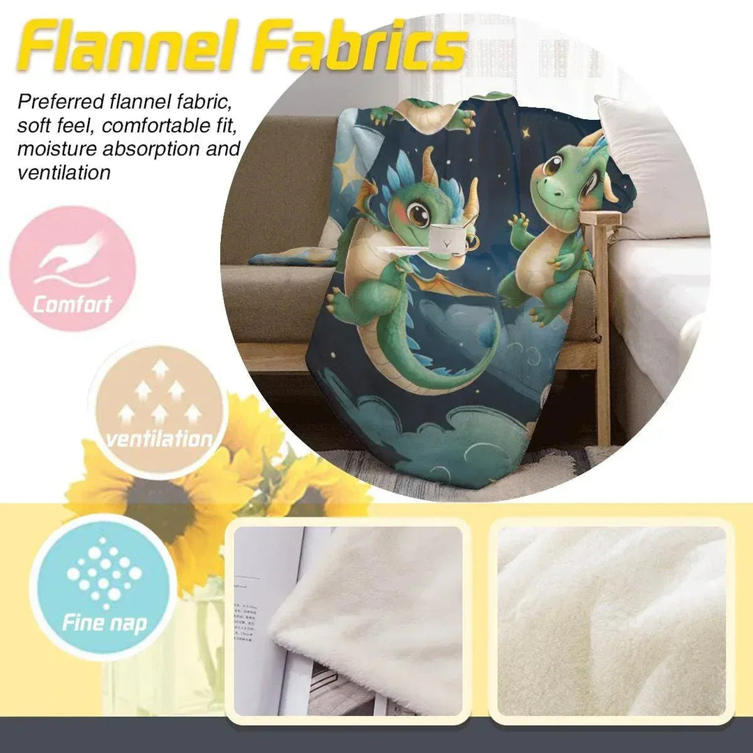 Personalized Green Dragon Blanket – Starry Night Fantasy Throw