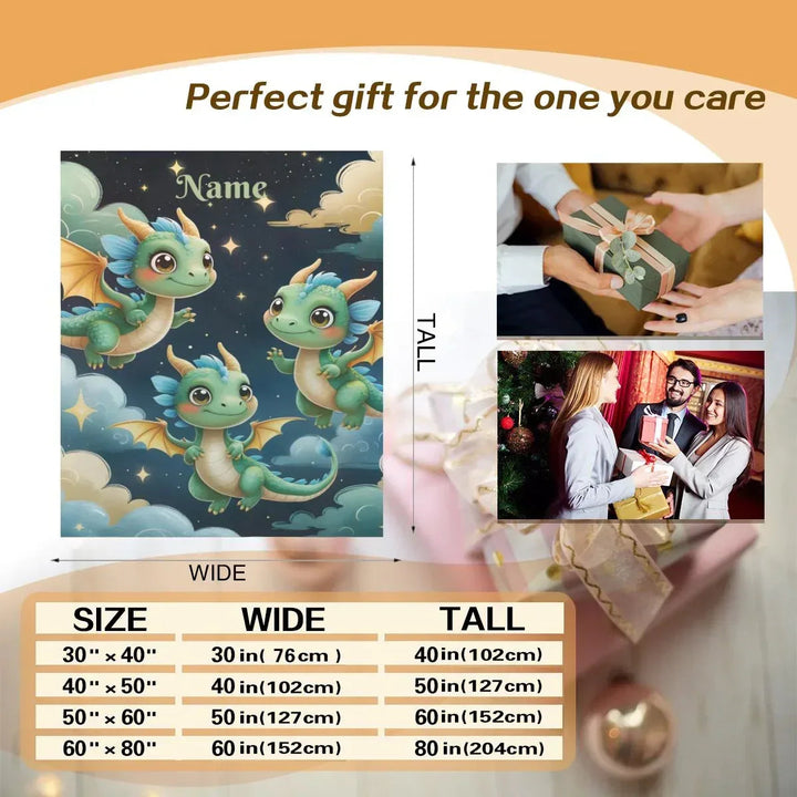 Personalized Green Dragon Blanket – Starry Night Fantasy Throw