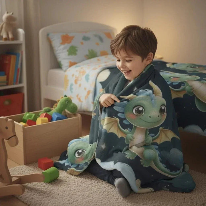 Personalized Green Dragon Blanket – Starry Night Fantasy Throw