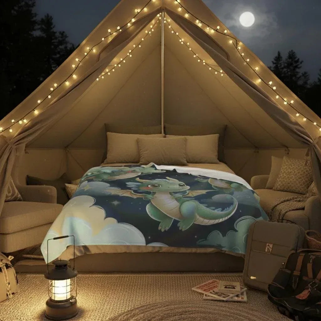 Personalized Green Dragon Blanket – Starry Night Fantasy Throw