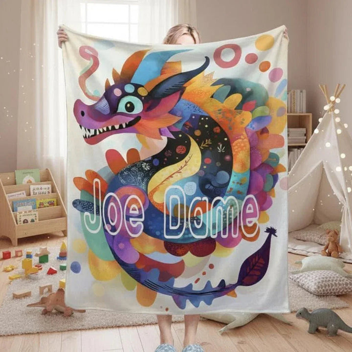 Personalized Dragon Fleece Blanket with Custom Name