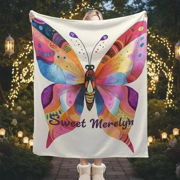 Personalized Butterfly Blanket – Colorful Custom Name Throw