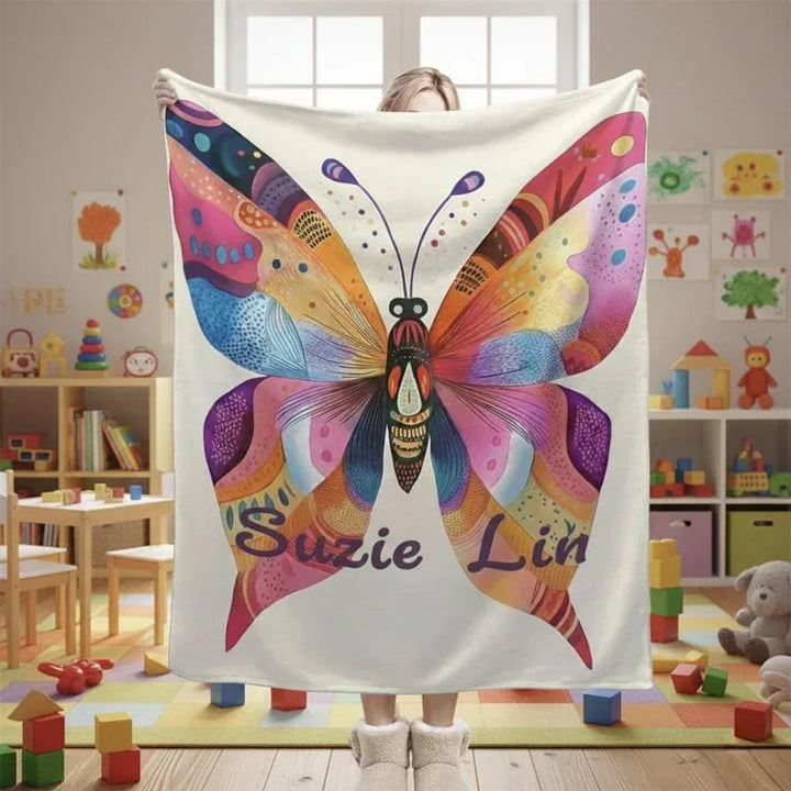Personalized Butterfly Blanket – Colorful Custom Name Throw
