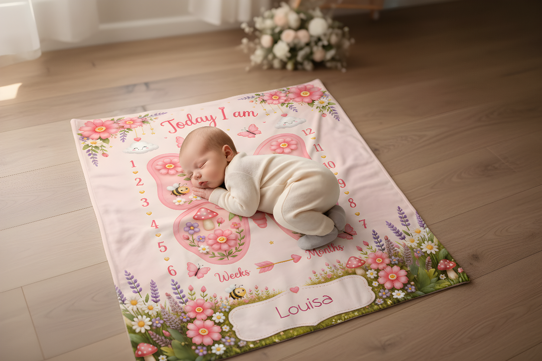 Personalized Butterfly Baby Milestone Photo Blanket