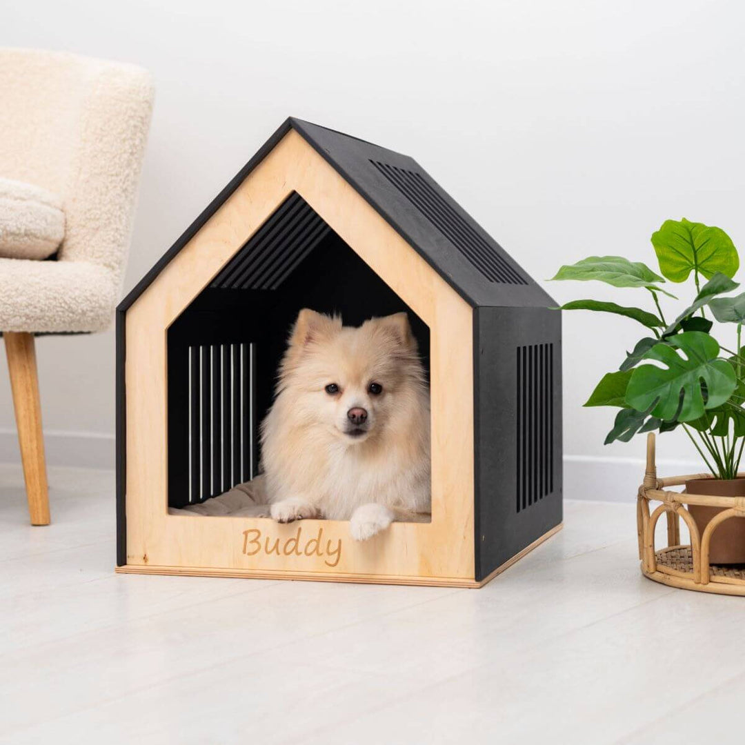Large Indoor Dog House | Wooden Pet House with Optional Door