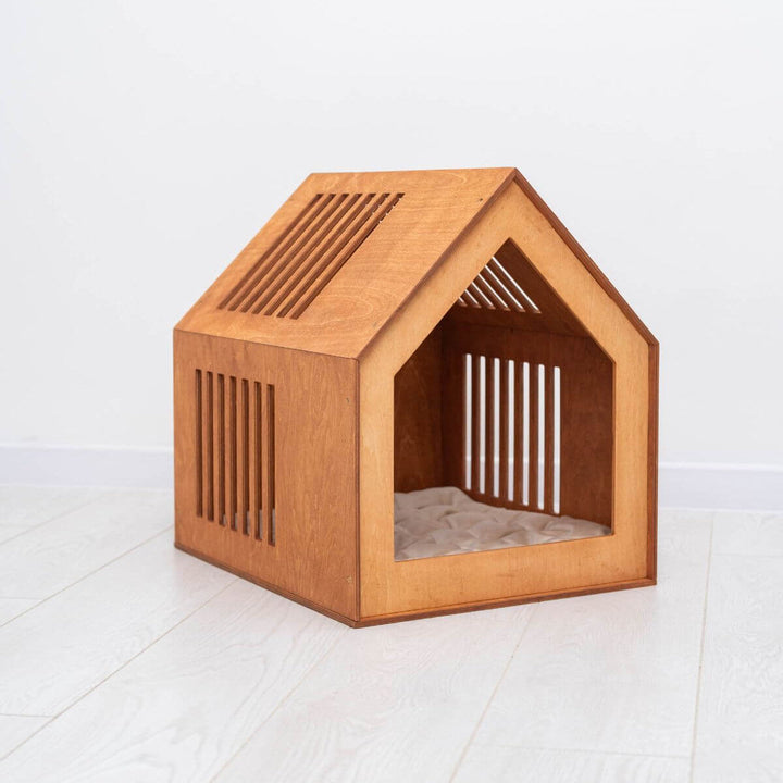 Large Indoor Dog House | Wooden Pet House with Optional Door