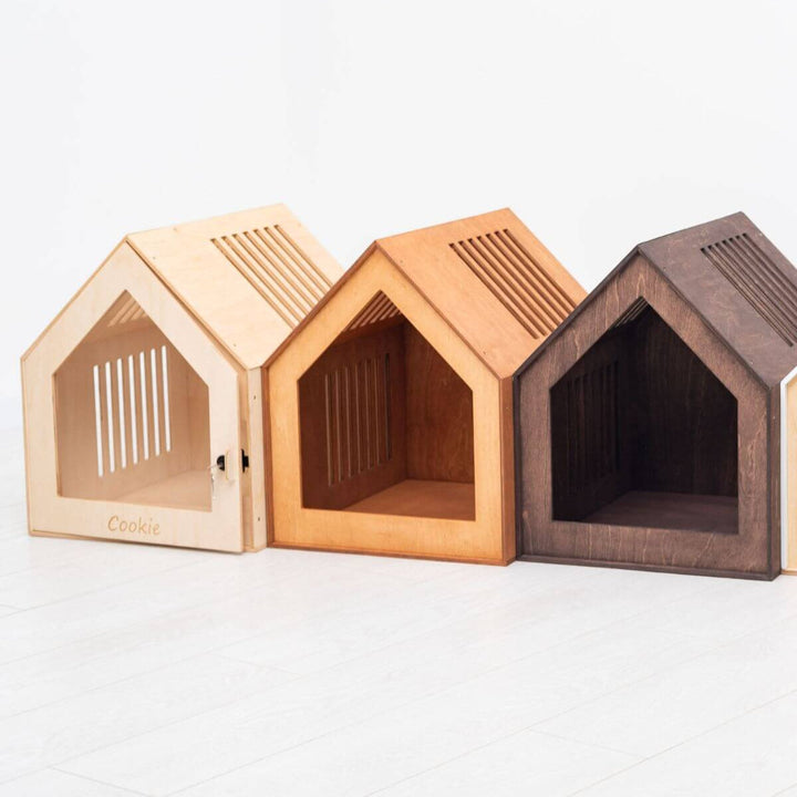 Large Indoor Dog House | Wooden Pet House with Optional Door